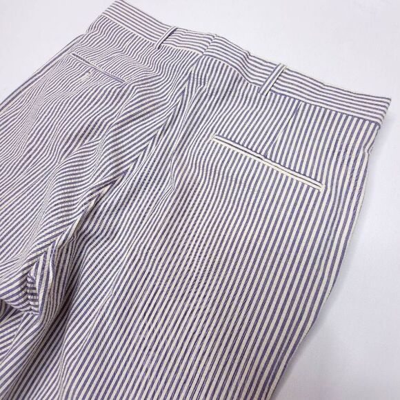 Vintage 80s Seersucker Pants Mens 34x28 USA Beach Pleated Striped Talon Zipper - Picture 8 of 8